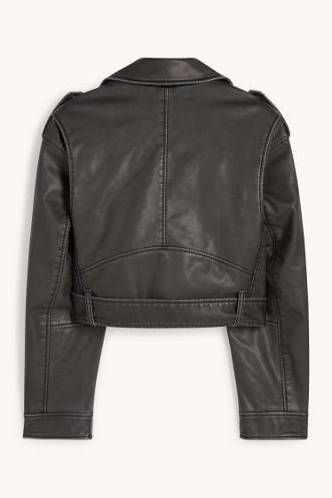 Femmes - Blouson motard - matière synthétique - noir