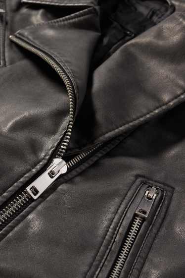 Femmes - Blouson motard - matière synthétique - noir