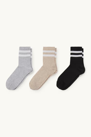 Women - Multipack of 3 - socks - ribbed - gray / black