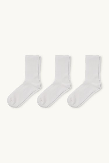 Dámské - Multipack 3 ks - ponožky - komfortní lem - žebrované - bílá