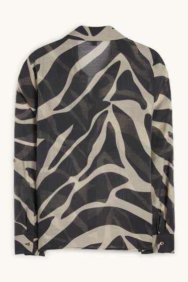 Women - Blouse - patterned - black / beige