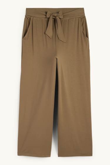 Femei - Pantaloni din jerseu - talie medie - straight fit - kaki