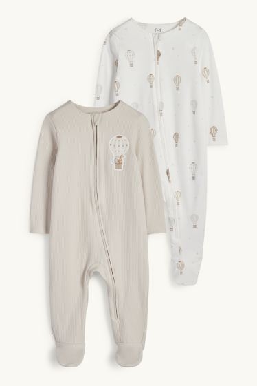 Unisex - Multipack of 2 - hot air balloon - baby sleepsuit - light beige