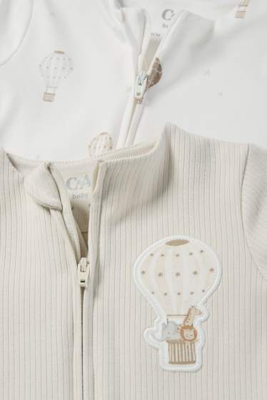Unisex - Multipack of 2 - hot air balloon - baby sleepsuit - light beige