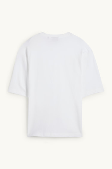 Hommes - T-shirt - relaxed fit - côtelé - blanc