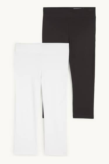 Dames - Set van 2 - basic capri-legging - zwart / wit