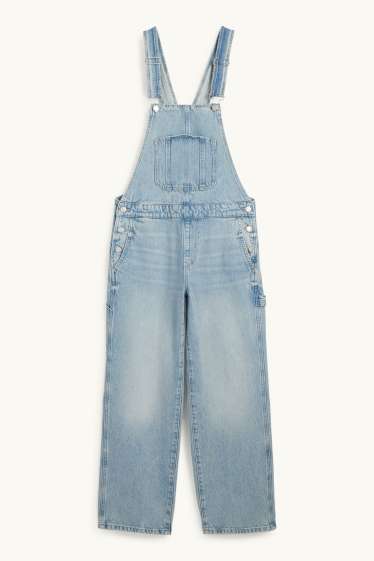 Dames - Denim tuinbroek - loose fit - jeanslichtblauw