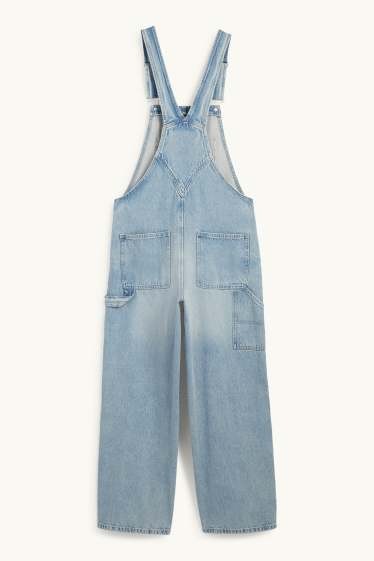 Dames - Denim tuinbroek - loose fit - jeanslichtblauw