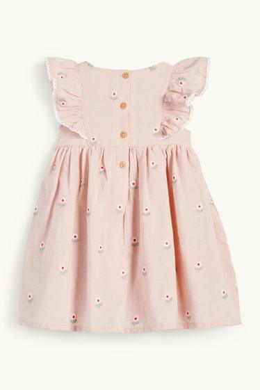 Miminka - dívky - Šaty pro miminka - s květinovým vzorem - strukturované - růžová