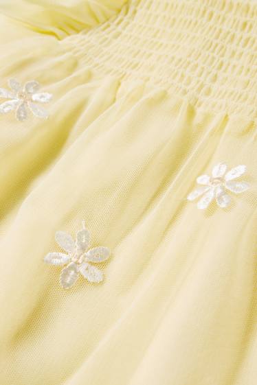 Enfants filles - Robe - à fleurs - jaune