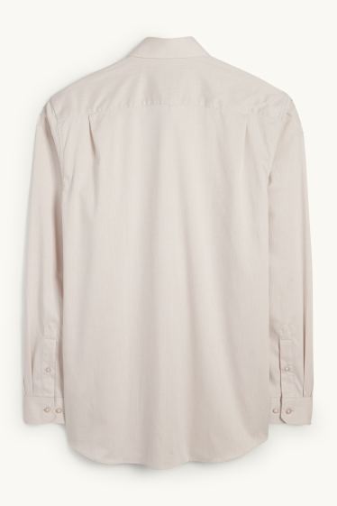 Hommes - Chemise de bureau - regular fit - col kent - facile à repasser - texturé - beige clair