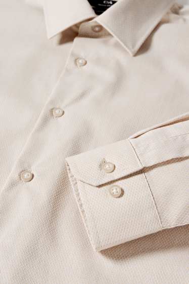 Hommes - Chemise de bureau - regular fit - col kent - facile à repasser - texturé - beige clair