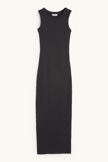 Dámské - Bodycon šaty - žebrované - černá