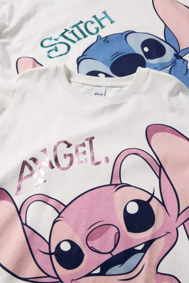 Kinder Mädchen - Multipack 2er - Lilo & Stitch - Kurzarmshirt - weiß