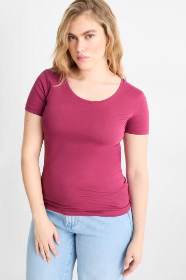 Dona - Samarreta bàsica de màniga curta - rosa fosc