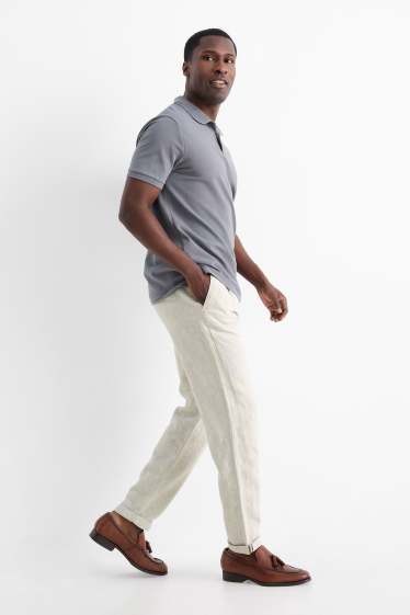 Men - Chinos - tapered fit - linen blend - light beige