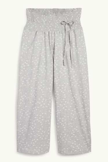 Damen - Umstands-Pyjamahose - gemustert - hellgrau
