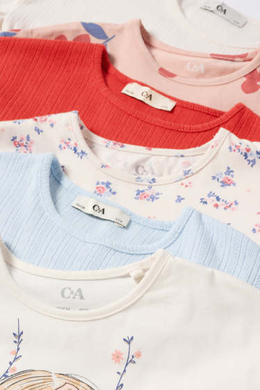 Kinder Mädchen - Multipack 6er - Blume - Kurzarmshirt - cremeweiss