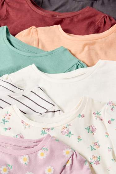 Copii - Fete - Multipack 8 buc. - floare - tricou cu mânecă scurtă - alb-crem