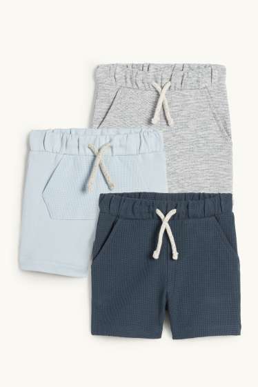 Baby Boys - Multipack of 3 - baby shorts - textured - light blue