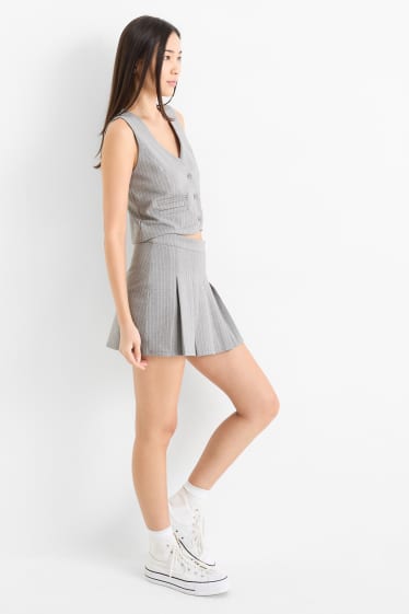 Damen - Skort - gestreift - grau