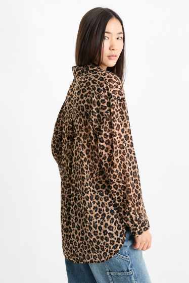 Damen - Bluse - Leo-Print - beige / braun