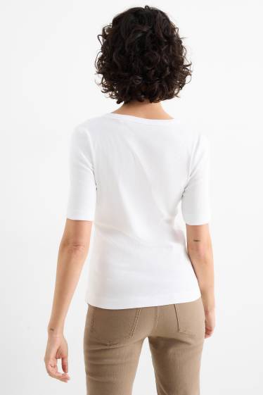 Femmes - Lot de 2 - T-shirts - côtelés - blanc