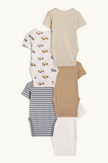 Baby Boys - Multipack of 5 - car - baby bodysuit - cremewhite