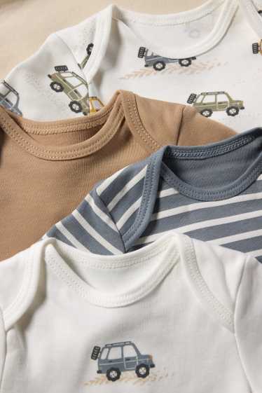 Baby Boys - Multipack of 5 - car - baby bodysuit - cremewhite
