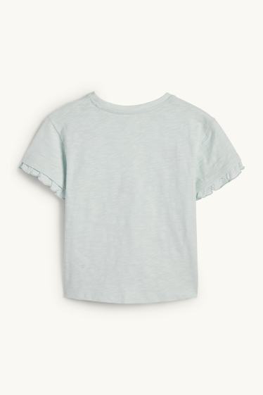 Children Girls - Butterfly - short sleeve T-shirt - turquoise