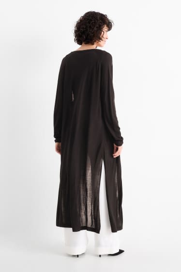 Femmes - Gilet long en maille - noir