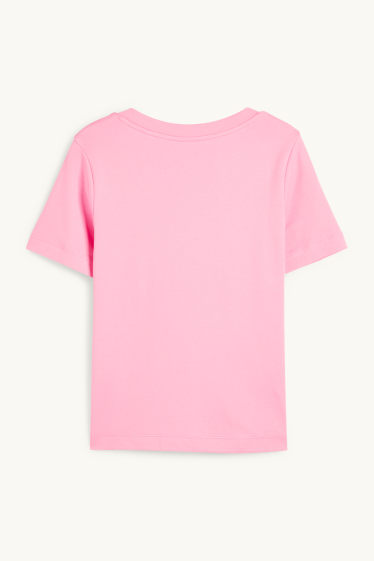 Mujer - Camiseta básica con escote en pico - fucsia
