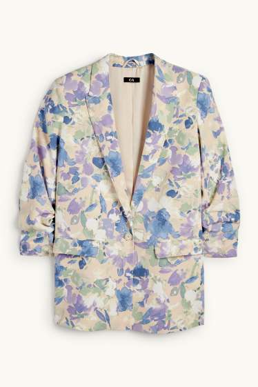 Donna - Blazer lungo - regular fit - a fiori - beige chiaro