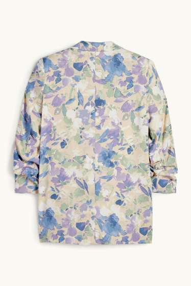 Donna - Blazer lungo - regular fit - a fiori - beige chiaro