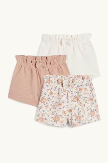 Baby Girls - Multipack of 3 - floral - baby shorts - textured - cremewhite