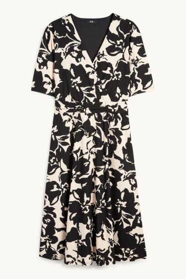 Donna - Vestito fit & flare - a fiori - nero / beige