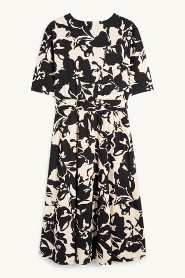 Donna - Vestito fit & flare - a fiori - nero / beige
