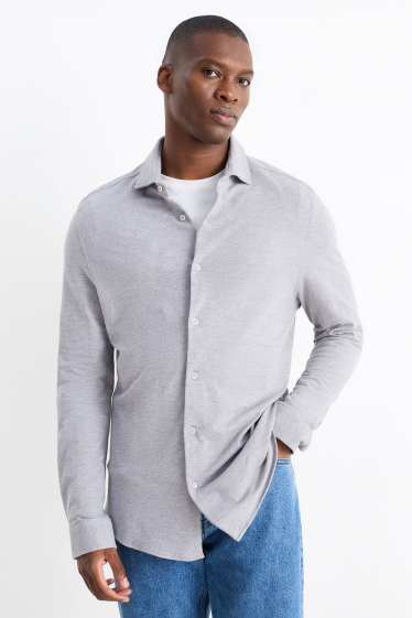 Hommes - Chemise - slim fit - col cutaway - gris