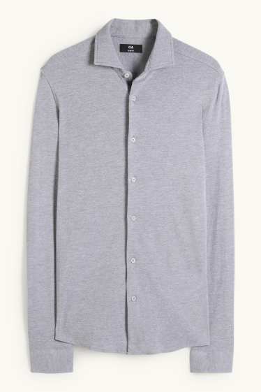 Hommes - Chemise - slim fit - col cutaway - gris