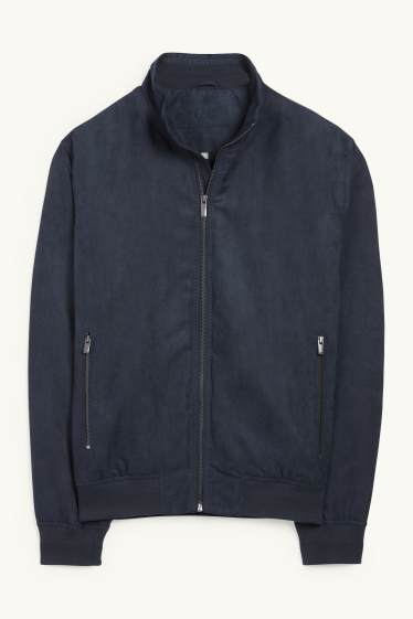 Heren - Blouson - imitatiesuède - donkerblauw