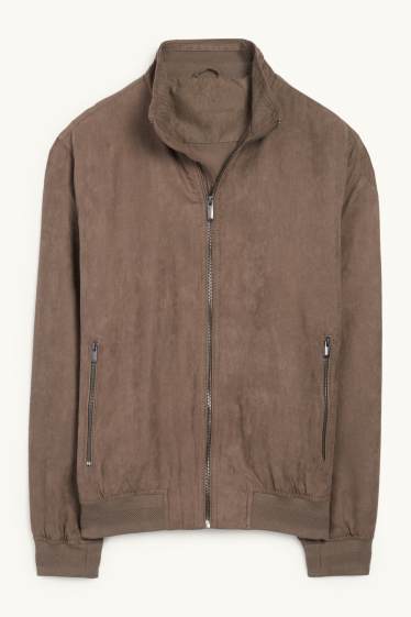 Men - Bomber jacket - faux leather - brown