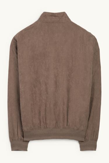 Men - Bomber jacket - faux leather - brown