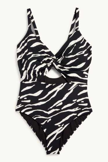 Damen - Badeanzug - wattiert - LYCRA® XTRA LIFE™ - gemustert - weiss / schwarz