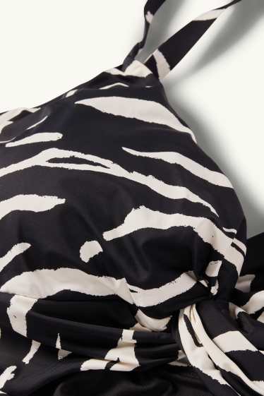 Damen - Badeanzug - wattiert - LYCRA® XTRA LIFE™ - gemustert - weiss / schwarz