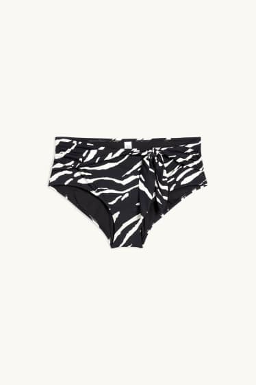Women - Bikini bottoms with knot detail - high waist - LYCRA® XTRA LIFE™ - black / white