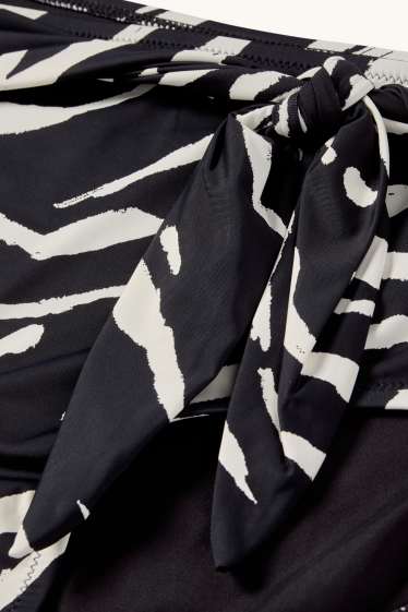 Women - Bikini bottoms with knot detail - high waist - LYCRA® XTRA LIFE™ - black / white