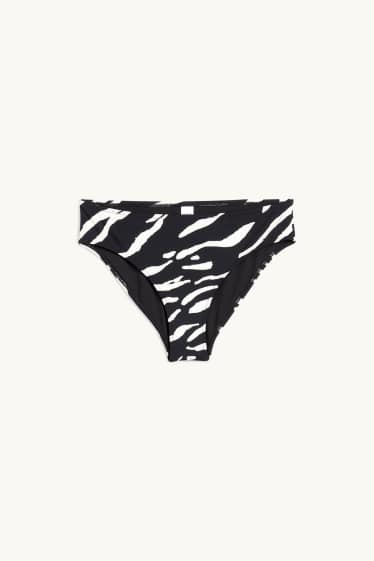Damen - Bikini-Hose - Mid Waist - LYCRA® XTRA LIFE™ - gemustert - schwarz / weiß