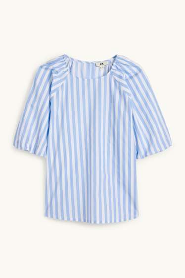 Damen - Bluse - gestreift - hellblau