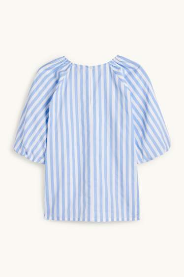 Damen - Bluse - gestreift - hellblau