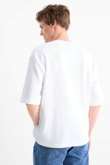 Hommes - T-shirt - relaxed fit - côtelé - blanc